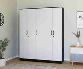 Trueliving Solid wood wardrobes 5 Door Laminated Finish & PU Finish White Wardrobe 8Ft *2Ft *9Ft -2438.4MM X 609MM X 2743.2MM)